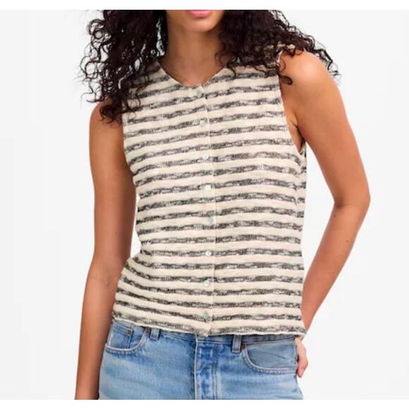 Madewell Crewneck Sweater Vest in Stripe Size XL NWT - Picture 1 of 6